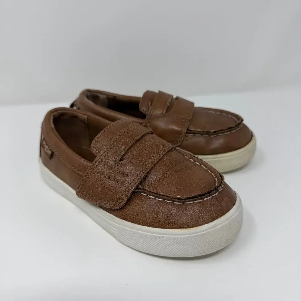 OshKosh B’gosh Toddler Loafers Brown Hook Loop Size 9M